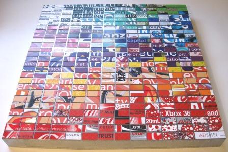 Magnet art made from Adshel poster offcuts.